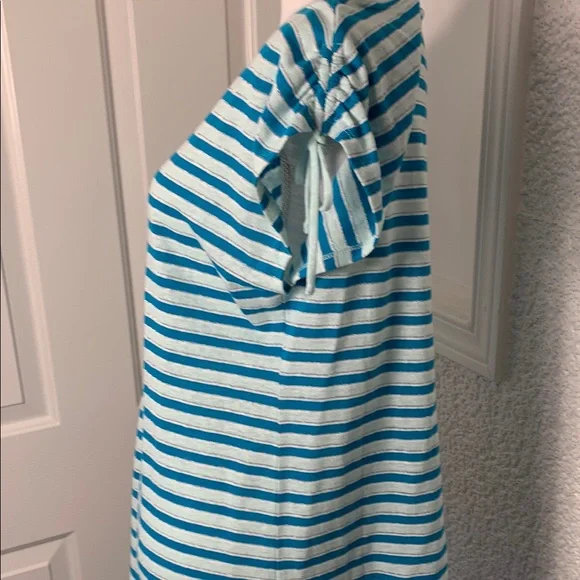 Talbots Striped Blue Women's Top Medium Top Sleeve Tie - Picture 6 of 8